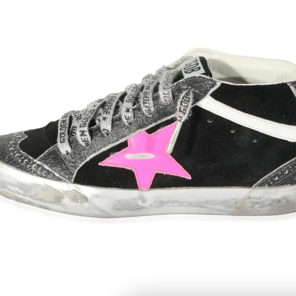 NEW Golden Goose Black Mid Star Pink Star Size 37 - Picture 1 of 9